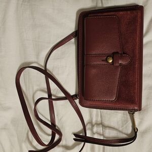 Fossil Faye String Wallet Bag Burgundy NWOT